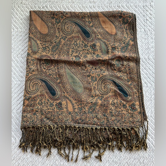 Cashmere Brown Pasley Scarf - Picture 1 of 5